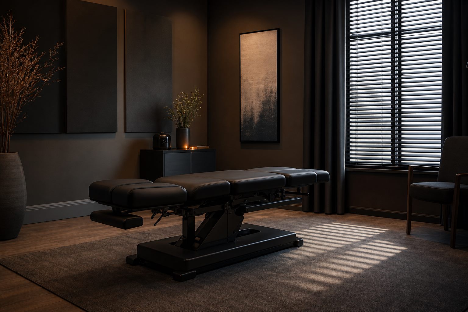 Quiet adjusting room at Hess Chiropractic Life Center in Stockbridge